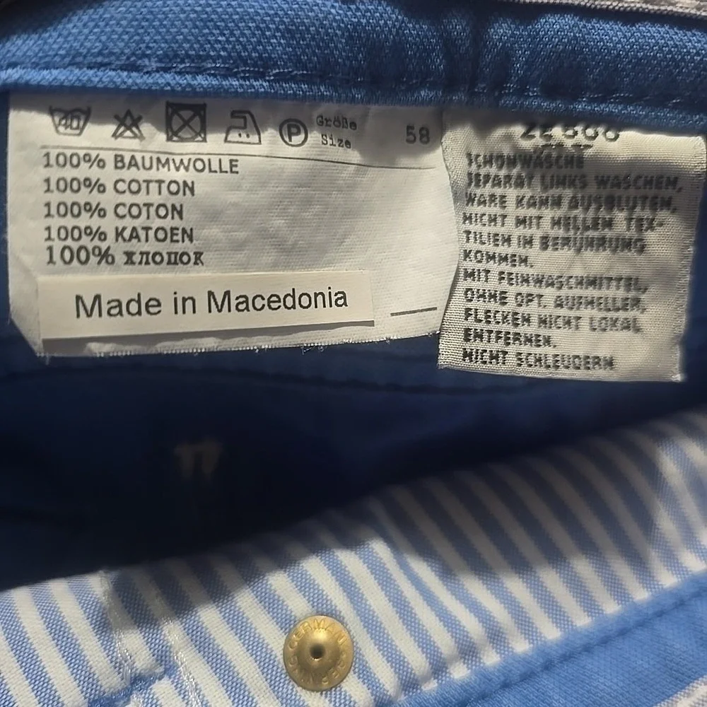 HILTL Men's Chino Regular Fit Pants ZE 500 Petaluma Blue Size 58 US 42x32